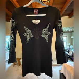 Auangard by Phillip Laurent Black Top with Rhinestone Accents